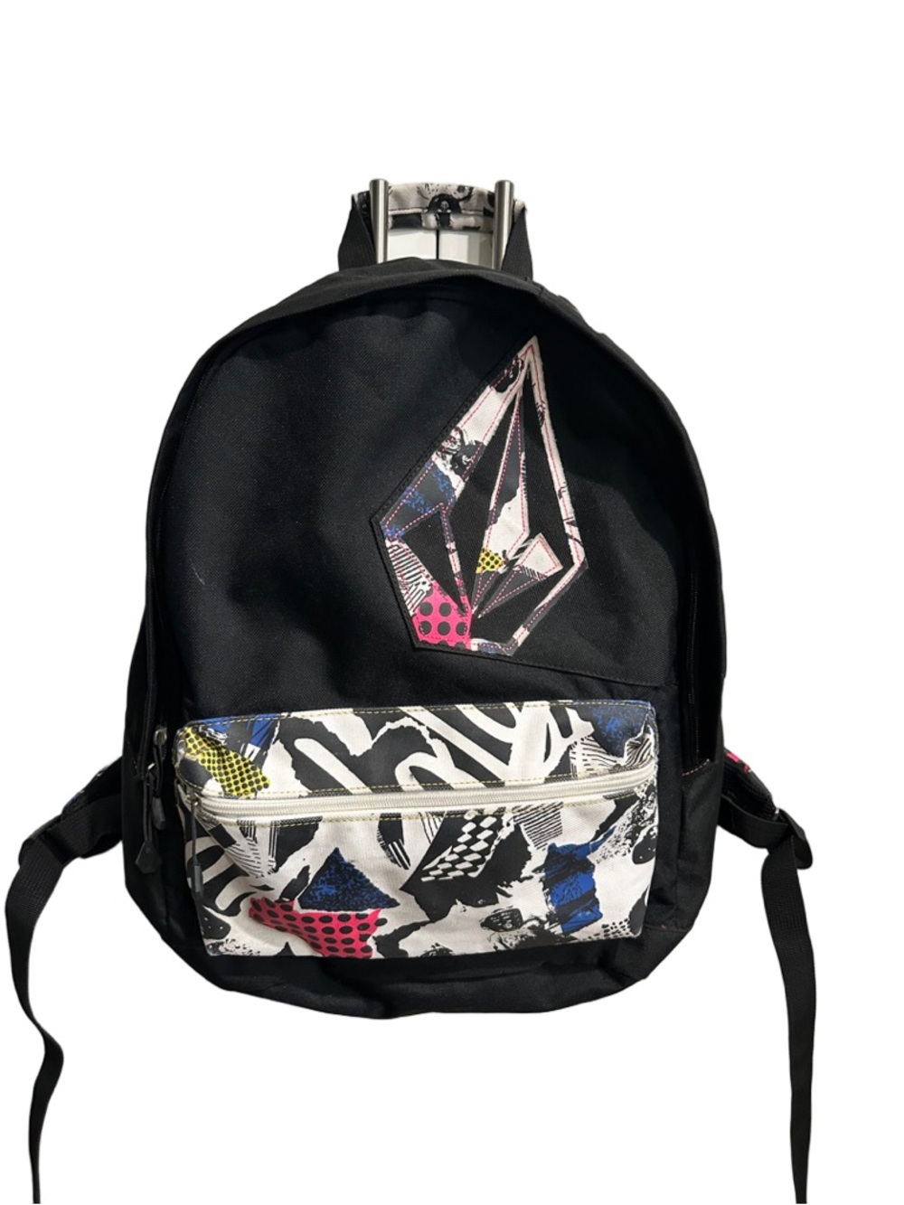 Volcom Black Backpack with Multicolor Graphic Pocket